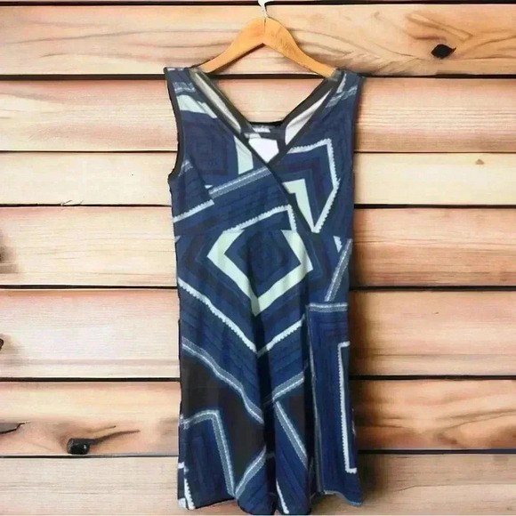 Lole Black & Blue Geometric Sleeveless Stretch Dress | Size Small Summer Style - Picture 3 of 6